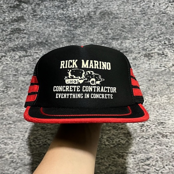 nissin Other - Vintage 90s‎ Rick Marino Three Stripe Mesh Trucker Hat Snapback Cap